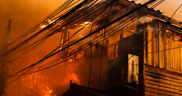 Home being destroyed by fire