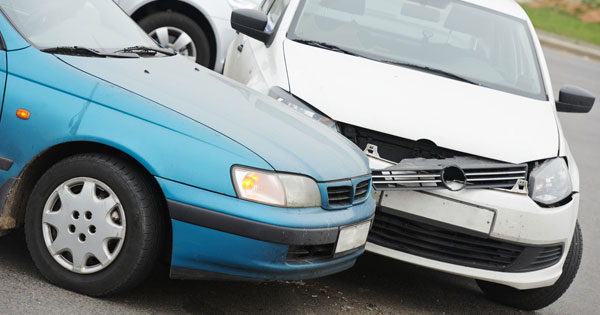 two cars in accident