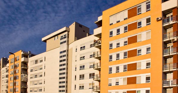 Row of apartment buildings