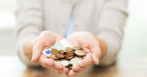 close up woman's hands holding money