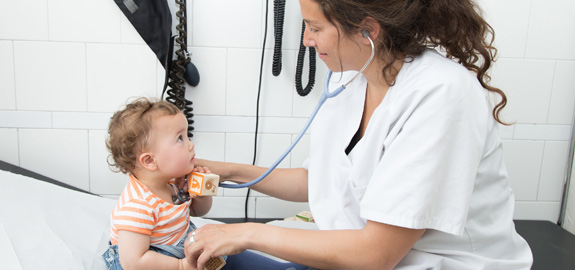 toddler getting medical care