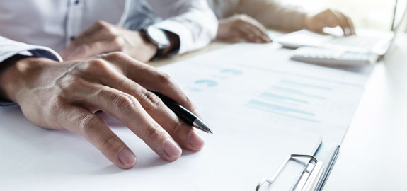 Man handling documents