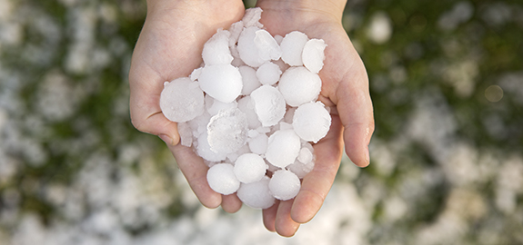 Large hail collected after storm