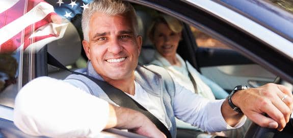 military veteran in car